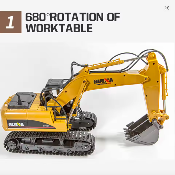 Huina 1535 1:14 Alloy RC Excavator – 15CH Metal Engineering Digger